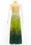 Hula Long Slit Dress with Velvet / Luxury Collection / Orange & Blue /J2847orbl