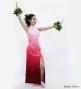 Hula Long Slit Dress with Velvet / Luxury Collection / Pink & Red /J2847pird