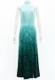 Hula Long Slit Dress with Velvet / Luxury Collection / Turquoise Blue /J2847tbl