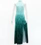 Hula Long Slit Dress with Velvet / Luxury Collection / Turquoise Blue /J2847tbl