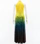 Hula Long Slit Dress with Velvet / Luxury Collection / Yellow & Brown /J2847yebr