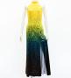 Hula Long Slit Dress with Velvet / Luxury Collection / Yellow & Brown /J2847yebr
