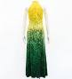 Hula Long Slit Dress with Velvet / Luxury Collection / Yellow & Green /J2847yegr