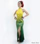 Hula Long Slit Dress with Velvet / Luxury Collection / Yellow & Green /J2847yegr