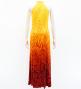 Hula Long Slit Dress with Velvet / Luxury Collection / Yellow & Orange /J2847yeor