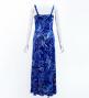 Hula Long Slit Dress with Velvet / Luxury Collection / Blue /J2848bl
