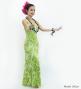 Hula Long Slit Dress with Velvet / Luxury Collection / Green /J2848gr