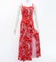 Hula Long Slit Dress with Velvet / Luxury Collection / Red / J2848rd