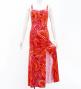 Hula Long Slit Dress with Velvet / Luxury Collection / Red & Orange /J2848rdor
