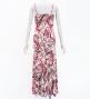 Hula Long Slit Dress with Velvet / Luxury Collection / White & Red /J2848whrd