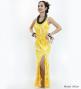 Hula Long Slit Dress with Velvet / Luxury Collection / Yellow /J2848ye