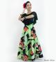 Hula Cape Long Dress with Heliconia Print / Luxury Collection / Black / J2873bk
