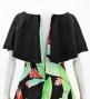 Hula Cape Long Dress with Heliconia Print / Luxury Collection / Black / J2873bk