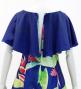 Hula Cape Long Dress with Heliconia Print / Luxury Collection / Navy / J2873nv