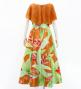 Hula Cape Long Dress with Heliconia Print / Luxury Collection / Orange / J2873or