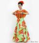 Hula Cape Long Dress with Heliconia Print / Luxury Collection / Orange / J2873or