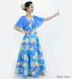 Hula Frill Sleeve Long Dress with Lily Print / Luxury Collection / Blue / J2874bl