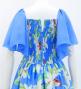 Hula Frill Sleeve Long Dress with Lily Print / Luxury Collection / Blue / J2874bl