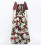 Hula Frill Sleeve Long Dress with Lily Print / Luxury Collection / Brown / J2874br