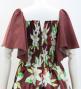 Hula Frill Sleeve Long Dress with Lily Print / Luxury Collection / Brown / J2874br