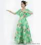Hula Frill Sleeve Long Dress with Lily Print / Luxury Collection / Green / J2874gr