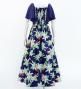 Hula Frill Sleeve Long Dress with Lily Print / Luxury Collection / Navy / J2874nv