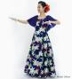 Hula Frill Sleeve Long Dress with Lily Print / Luxury Collection / Navy / J2874nv