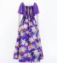 Hula Frill Sleeve Long Dress with Lily Print / Luxury Collection / Purple / J2874pu