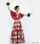 Hula Frill Sleeve Long Dress with Lily Print / Luxury Collection / Red / J2874rd