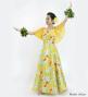 Hula Frill Sleeve Long Dress with Lily Print / Luxury Collection / Yellow / J2874ye