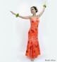 Hula Long Lehua Dress with Velvet / Luxury Collection / Orange & Red / J2875orrd