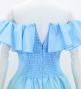Hula Midi Dress with Hibiscus Print / Luxury Collection / Light Blue / J2915lbl
