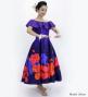 Hula Midi Dress with Hibiscus Print / Luxury Collection / Purple / J2915pu
