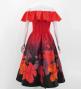 Hula Midi Dress with Hibiscus Print / Luxury Collection / Red / J2915rd
