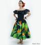 Hula Midi Dress with Strelitzia Print / Luxury Collection / Black / J2952bk