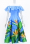 Hula Midi Dress with Strelitzia Print / Luxury Collection / Light Blue / J2952lbl