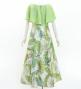 Hula Cape Long Dress with Banana Leaf Print / Luxury Collection / Beige & Green / J3036begr