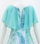 Hula Cape Long Dress with Banana Leaf Print / Luxury Collection / Blue / J3036bl