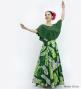 Hula Cape Long Dress with Banana Leaf Print / Luxury Collection / Green / J3036gr