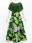Hula Cape Long Dress with Banana Leaf Print / Luxury Collection / Green / J3036gr