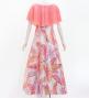 Hula Cape Long Dress with Banana Leaf Print / Luxury Collection / Pink / J3036pi