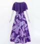 Hula Cape Long Dress with Banana Leaf Print / Luxury Collection / Purple / J3036pu
