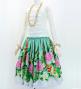 Hula Shantung Pa'u Skirt with Torch Ginger & Heliconia Print / Luxury Collection / J3037-2