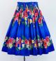 Hula Shantung Pa'u Skirt with Hibiscus & Plumeria Print / Luxury Collection / Blue / J3039bl