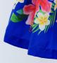 Hula Shantung Pa'u Skirt with Hibiscus & Plumeria Print / Luxury Collection / Blue / J3039bl