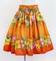 Hula Shantung Pa'u Skirt with Hibiscus & Plumeria Print / Luxury Collection / Orange / J3039or