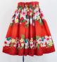 Hula Shantung Pa'u Skirt with Hibiscus & Plumeria Print / Luxury Collection / Red / J3039rd