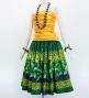 Hula Shantung Pa'u Skirt with Hula girl Print / Luxury Collection / Green / J3040gr