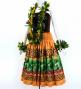 Hula Shantung Pa'u Skirt with Hula girl Print / Luxury Collection / Orange / J3040or