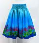 Hula Shantung Pa'u Skirt with Lehua Print / Luxury Collection / Blue / J3043bl